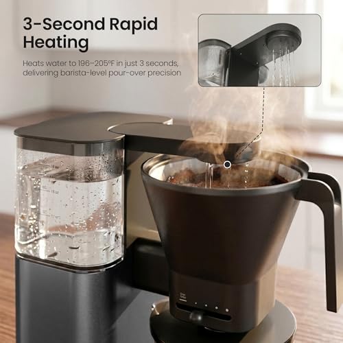 Image of Kismile SCA-Certified 8 Cup Drip Coffee Maker, Pour Over Coffee Machine with 3s Instant Heat 197-205℉, Adjustable Flow Control, Removable Water Tank, Deep Cold Brew & 40 Min Keep Warm (Grey)