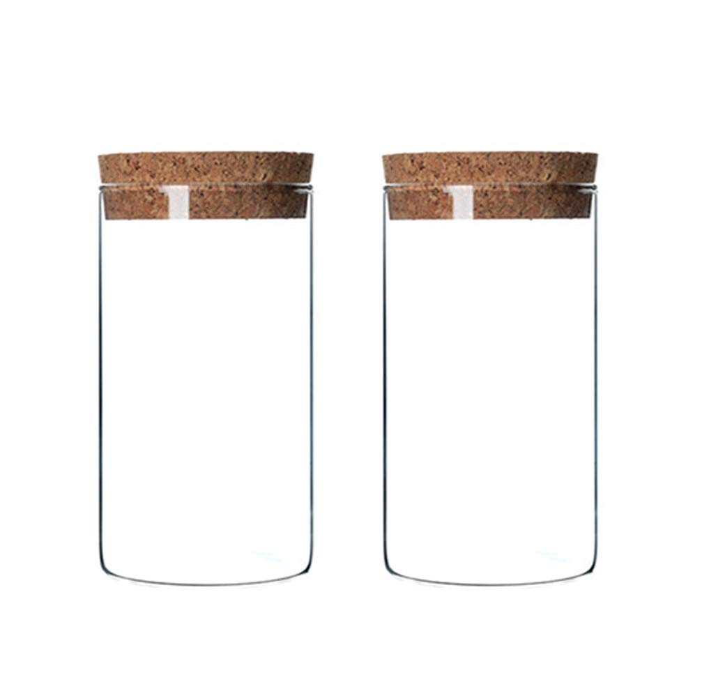 2Pcs Kitchen Glass Jar With Cork Lid Airtight 300ml/10oz Clear Food Canisters Storage Container Candy Jar for Preserving Storing Coffee Bean Spice Sugar