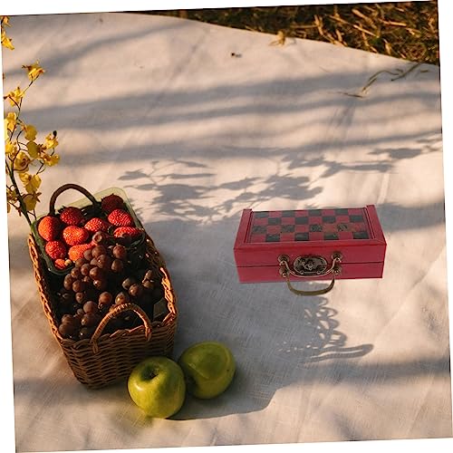 Jeu d'échecs miniature rétro rouge HANABASS pliant en bois et alliage - 4