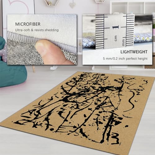 Tapis antidérapants lavables au design esthétique abstrait rétro