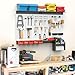 TORACK Pegboard Wall Organizer 4 ft. Garage Metal Pegboard Tool Organizer System, Tools Storage Peg Board Kit with Hooks and Accessories, Wall Mounted Storage Bins, Overhead Shelves