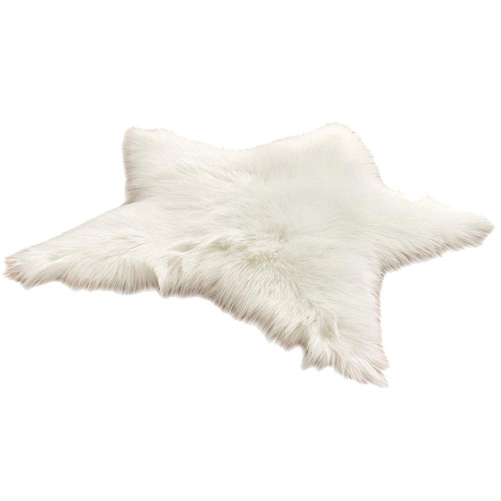 HotYou Decorative Star Shape Cushion Soft Plush Rug Mat Floor Mat Tea,White,Diameter 60 CM