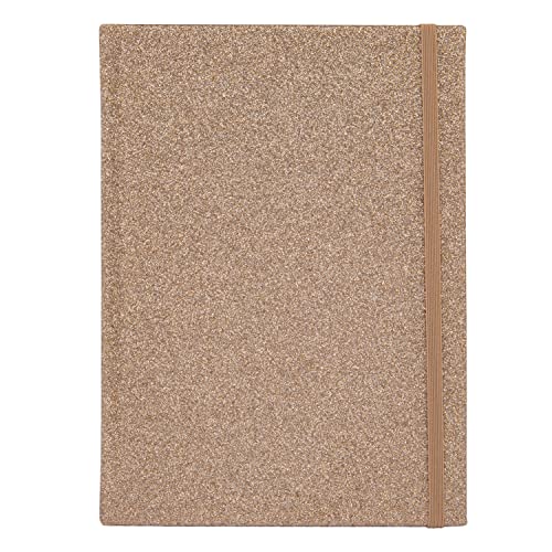 Idena 12256 Glitter Notebook Champagne 14 x 20 cm Squared 100 g/m² 160 Sheets with Document Pocket Bookmark Ribbon and Elastic Closure Pack of 1 - Image 2