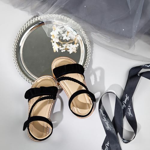 Image of ESTINE Toddler /Little Kid Girls Dress Cross Strappy Open Toe Sandals Princess Flats Summer Flower Girl Shoes