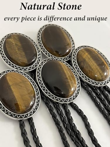 Image of Jeilwiy Bolo Tie for Men Western Cowboy Tie Necklace Gold Bolo Tie Leather Necktie Halloween Tie Accessories for Women