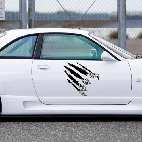 Autocollants voiture griffe de bête argent mat 25cm stickers latéraux imperméables - 6