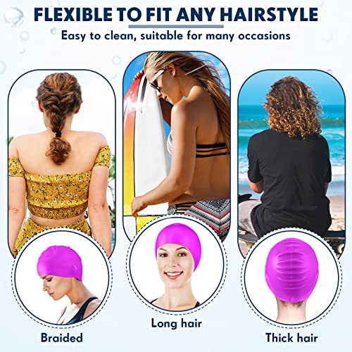 30 Pieces Silicone Swim Cap Bulk Waterproof Swimming Hat Elasticity Swimming Pool Cap Silicone Shower Cap For Women Men Kids Multi Color Unisex #TOP3
