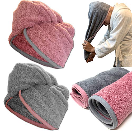 JEMIDI HOMELEVEL 2 Stück Frottee Turban Haarturban...