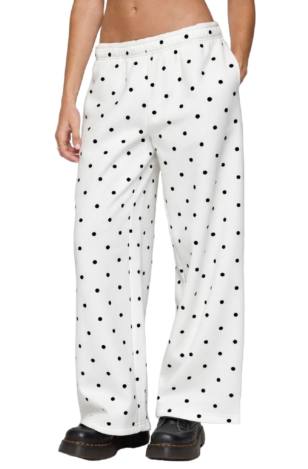 NUFIWI Women Y2k Fleece Lined Sweatpants Low Elastic Waist Wide Leg Sweat Pants Fall Winter Casual Baggy Pants