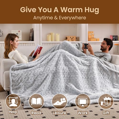 Image of Bearhug Electric Blanket Full Size 77 inch x 84 inch, 10 Heat Settings Heated Blanket, 1-12 Hour Auto Shut-Off, Faux Fur & Sherpa Dual-Sided Heating Blanket, Machine Washable, Gift-Ready Elegant Packaging