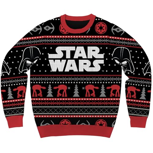 Star Wars Darth Vader Empire Logos Holiday Christmas Sweater Licensed (X-Large) Black
