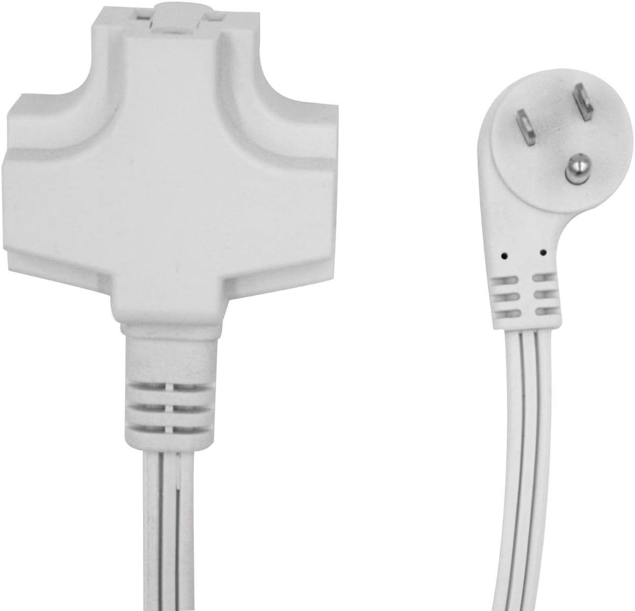 6 Feet 3 Prong 16 Gauge Grounded 3 Outlets Agnle Flat Plug ETL Listed Indoor Extension Cord (White)
