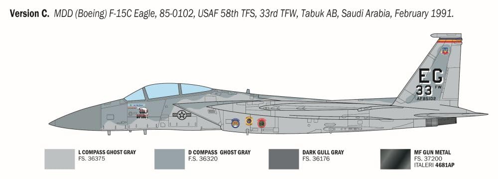 Italeri 92763 F-15C Eagle w skali 1:48 Plastikowy zestaw modelarski/model z tworzywa sztucznego