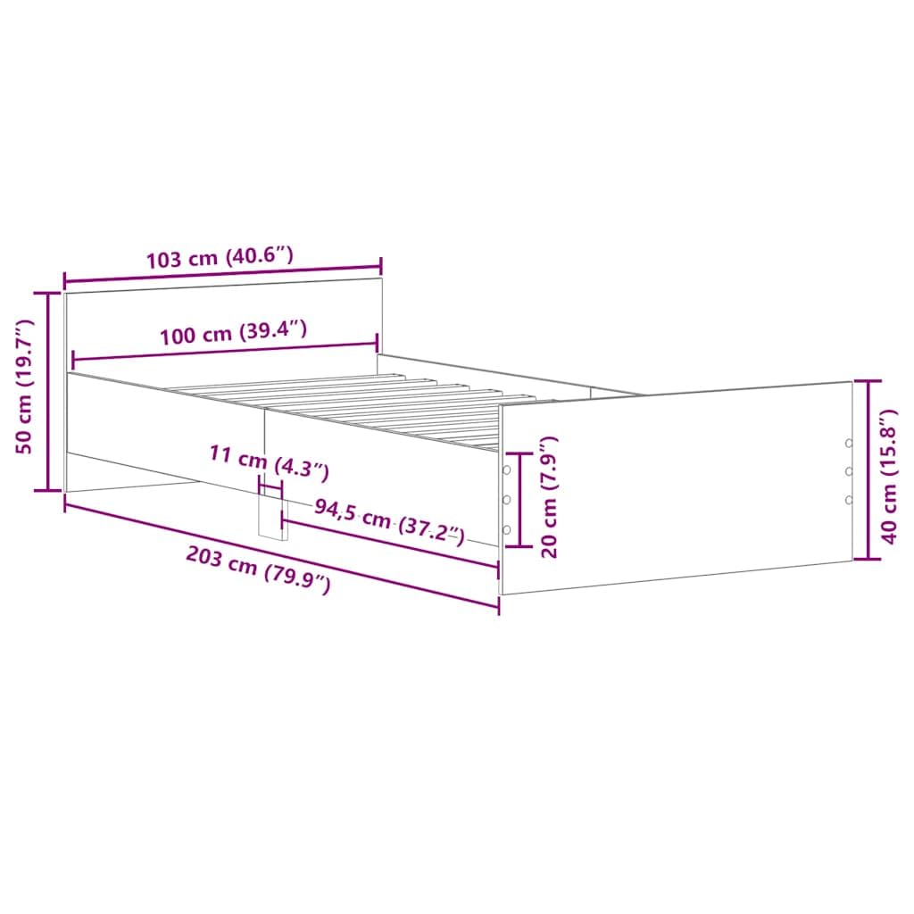 vidaXL Giroletto Senza Materasso Rovere Artigianale 100x200cm
