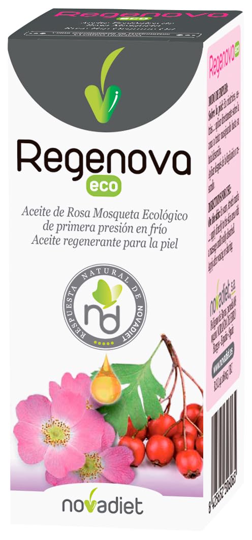 Novadiet - REGENOVA ECO 50 ML con Aceite de Rosa Mosqueta Ecológico - Regeneración y Hidratación Profunda - Promueve Cicatrización y Mejora de Manchas - Uso Externo - Envase 50 ml