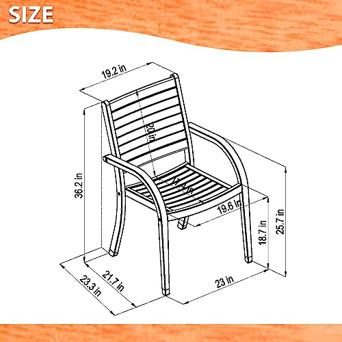 Amazonia Arizona 4-Piece Outdoor Stacking Armchairs Set | Eucalyptus Wood | Ideal For Patio And Indoors #TOP6