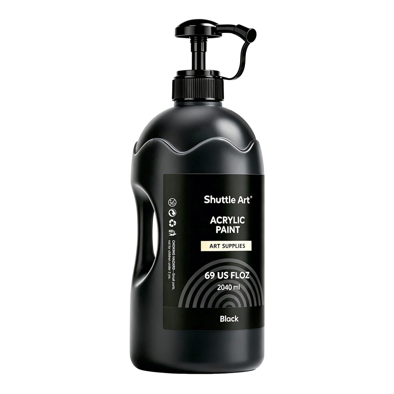 Shuttle Art 69oz Black Acrylic Paint, 2040ml Large Acrylic Paint with Pump &Cover, Fast Drying Non-Toxic, for Multi Surface, Canvas, Wood, Leather, Fabric Stone Craft, for Kids, Artists, Students