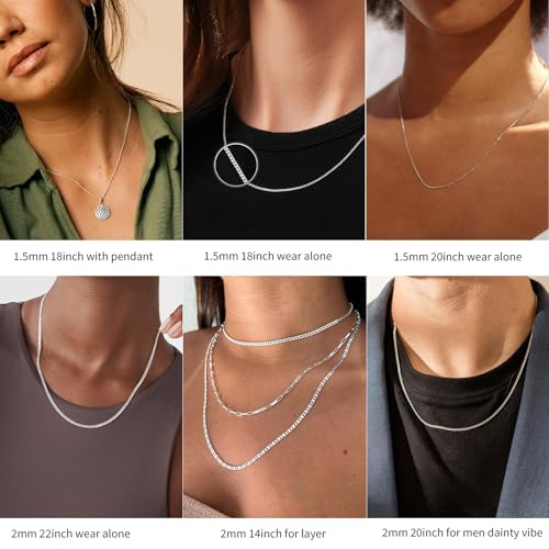 925 Sterling Silver Cuban Chain Necklace for Women, 1.5mm/2mm Curb Thin Chains Jewelery Gifts 14 16 18 20 22 24 Inch - Image 5