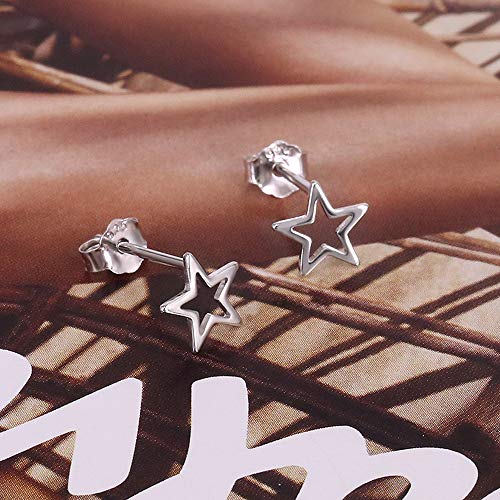 Tiny Cartilage S925 Sterling Silver Star Stud Earrings for Women Men Girls Geometric Minimalist Small Tragus Cute Huggie Piercing Studs Post Jewelry Gifts for Birthday Bff Daughter2