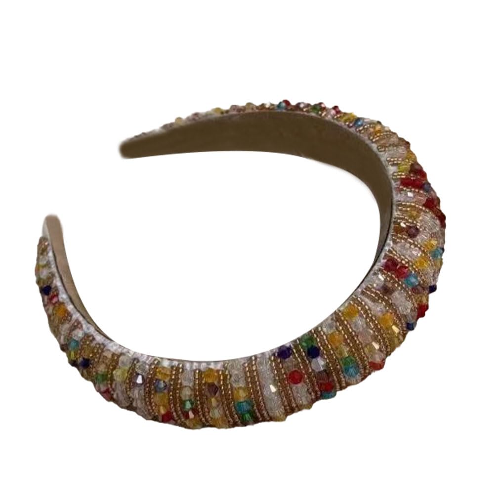 Lot de 10 bandeaux à cheveux en perles de cristal bohème épais style baroque accessoires de coiffure cadeau pour femme fête plage blanc or