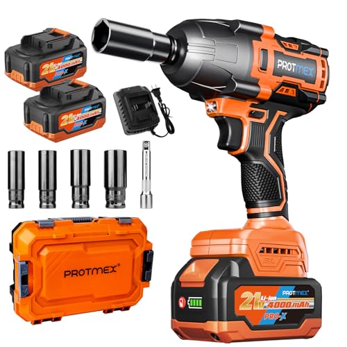 Cordless Impact Wrench, 900Ft-lbs (1200N.m) 1/2' Brushless Impact Gun, 21V High Torque Power Impact Driver, 2x4.0Ah Batteries Electric Impact Motor Variable Speeds for Family Car/Pickup Truck/Mower