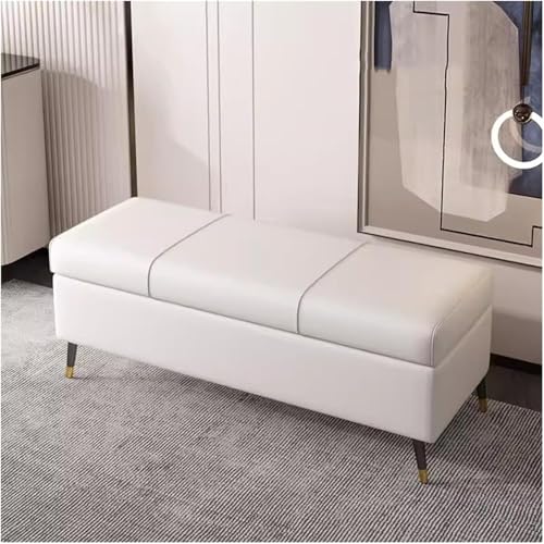 Banco otomano de almacenamiento con parte superior elevadora, baúl de almacenamiento de piel sintética, reposapiés tapizado rectangular para dormitorio, sala de estar, entrada