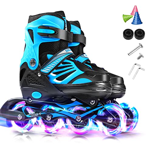Morelian Adjustable Illuminating Inline Skates with Light Up Wheels for Kids and Youth Girls Boys Inline Skates
