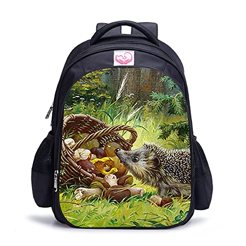 Sac à dos scolaire Hérisson pour enfants et adultes avec impression 3D de dimensions 41x28x12 cm