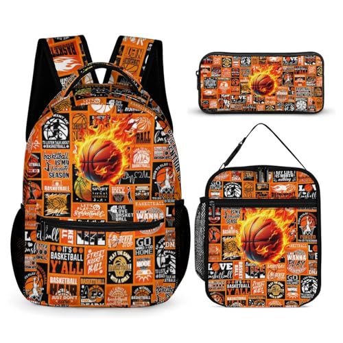 Basketball Backpack for Kids Girls Boys School, 16 Inches Ball Bookbag, Colorful Sport Ball Backpack for School - Main Image