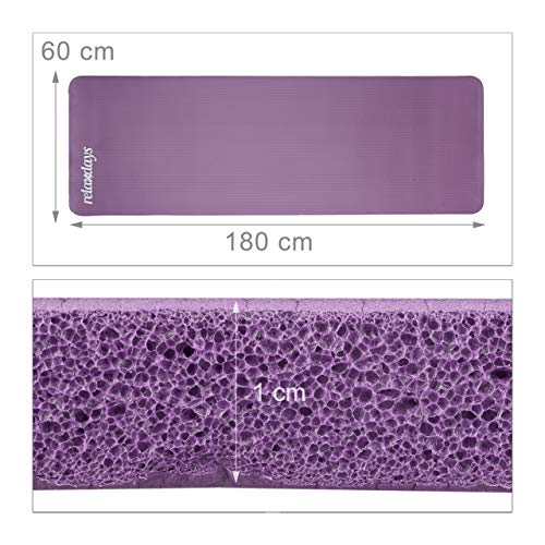 Relaxdays Yogamat, 1 cm dik, voor pilates, fitness, gewrichtsontziend, met draagriem, gymnastiekmat 60 x 180 cm - Image 5