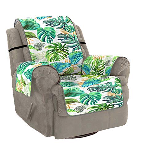 Luckio Funda Cubre Sofá Funda para Sillón Cubierta Protector de Sofá Acolchado Reversible Funda Elástica Antideslizante Estampado para Sofás de 1 2 3 4 Plazas - Plantas Tropicales Hojas Verde