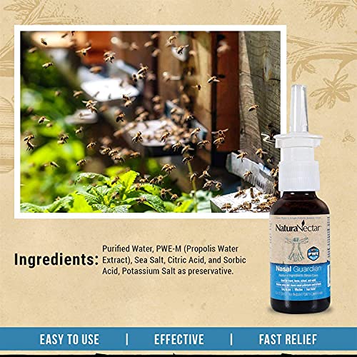 Naturanectar Propolis Nasal Guardian Spray, Natural Saline Nasal Spray & Sinus Rinse, Sinus Relief - With Brazilian Bee Propolis, Gentle / No Burning Sensation, 1 Fl Ounce #TOP4