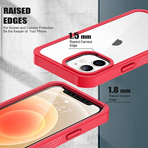 51im8mAZbJL GOODON iPhone 12 Case,iPhone 12 Pro Case with Built-in Screen Protector,Pass 20 ft. Drop Test Military Grade Clear Cover Full Body Protective Phone Case for Apple iPhone 12/12 Pro 6.1" Nice Red - Image 6