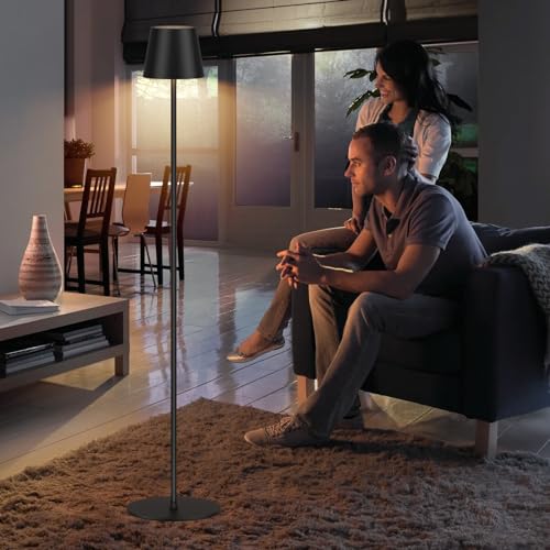 Lampadaire LED avec batterie rechargeable et intensité variable noir - 3