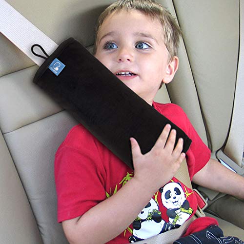 Image of COOLBEBE Seat Belt Pillow for Kids, Extra Soft Toddler Travel Pillow for Car Seat, Universal Carseat Strap Cushion Pads for Childs Baby People Adults, Black