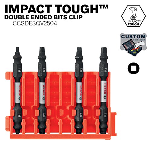 Image of BOSCH CCSDESQV2504 4-Piece Assorted Set 2-1 /2 In. Impact Tough Square Double-Ended Bits with Clip for Custom Case System