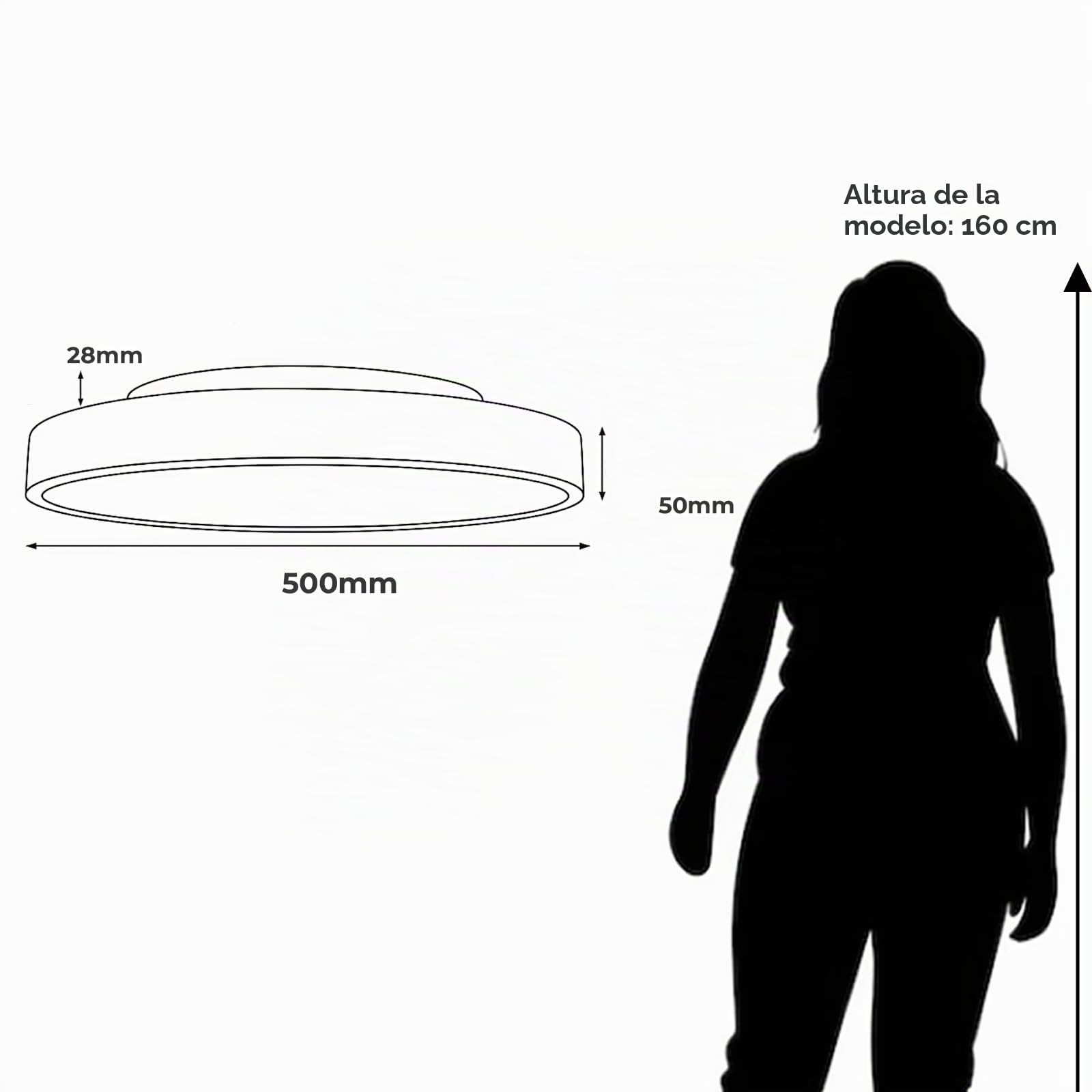 Alpinaluz Plafón LED Techo Ø50 cm 40W 5000lm en Acero Blanco Mate – Selector de Color CCT 3000K/4000K/6000K – Luz Blanca Regulable – Diseño Moderno para Salón, Dormitorio, Cocina