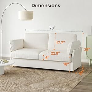 Vesgantti loveseat sofa 70 inch beige couch modern comfy sofa with deep seat soft cushions small sofa couches for living room apartment office small spaces tool free assembly 70 inch beige  urban country home decor