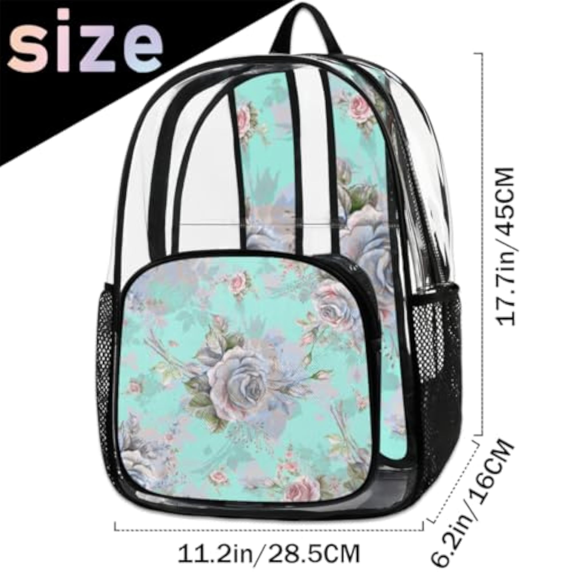 Beautiful Rose Heavy Duty Transparent Backpack
