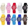 Wholesale 10 Pack Men Women Silicone Band Watch Set Analog Quartz Jelly Colorful Wristwatch