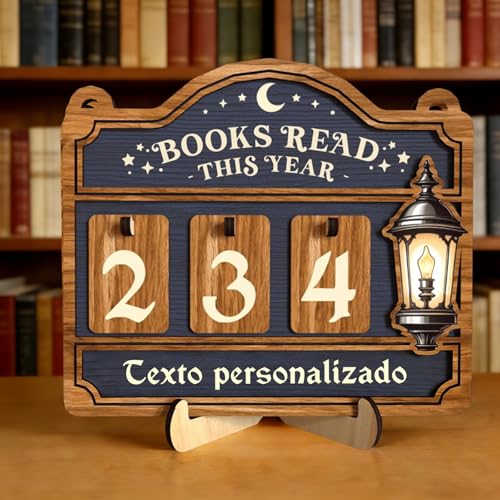 Rastreador de lectura de personalizado con 30 Números Intercambiables y Grabado de Nombre Rastreador de Lectura Anual Regalo para Amantes de los Libros (lectura de libros rectangular)