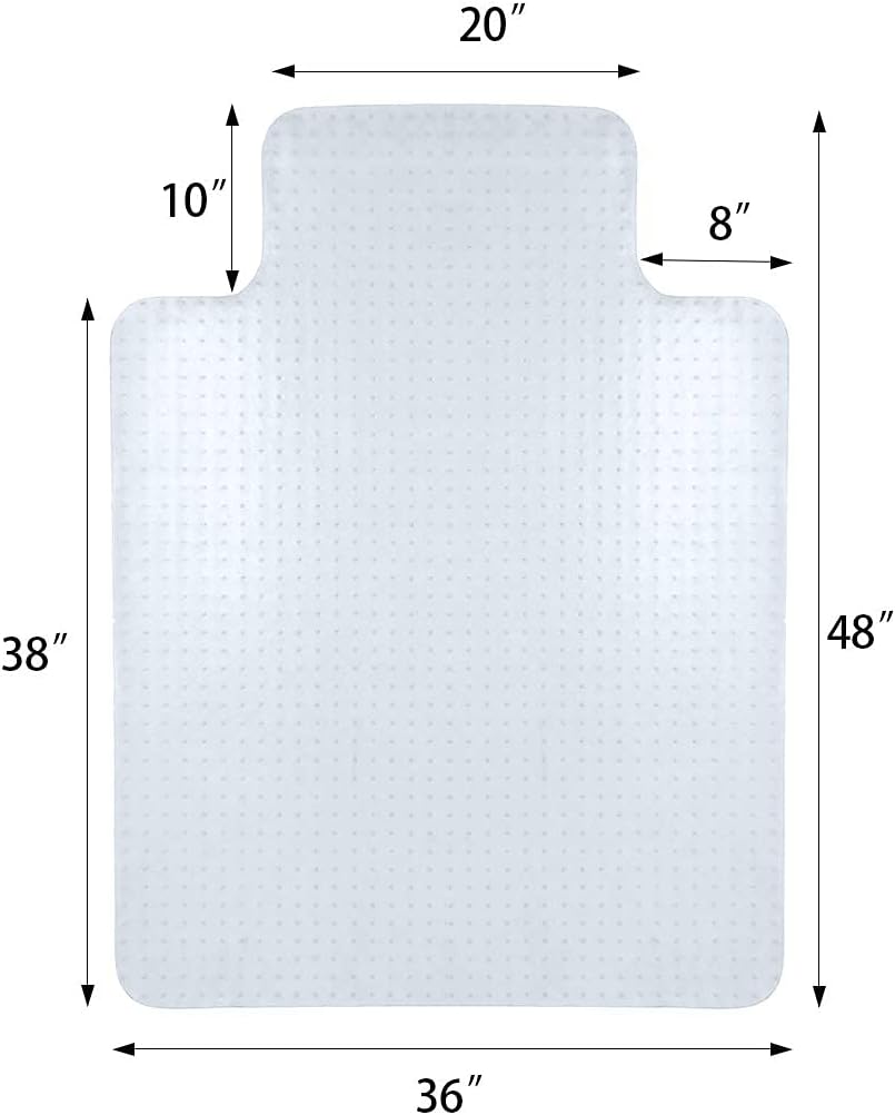 BENOSS Chair Mat for Carpet Heavy Duty 48"x 36" PVC Carpet Protector Home Office Desk Chair Mat Non-Slip for Hard Wood Floors Easy Clean(48"x36" Studded with Lip) : Office Products
