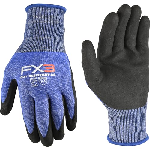 Wells Lamont Men's FX3 ANSI A4 Cut Resistant PU Grip Work Gloves, Large