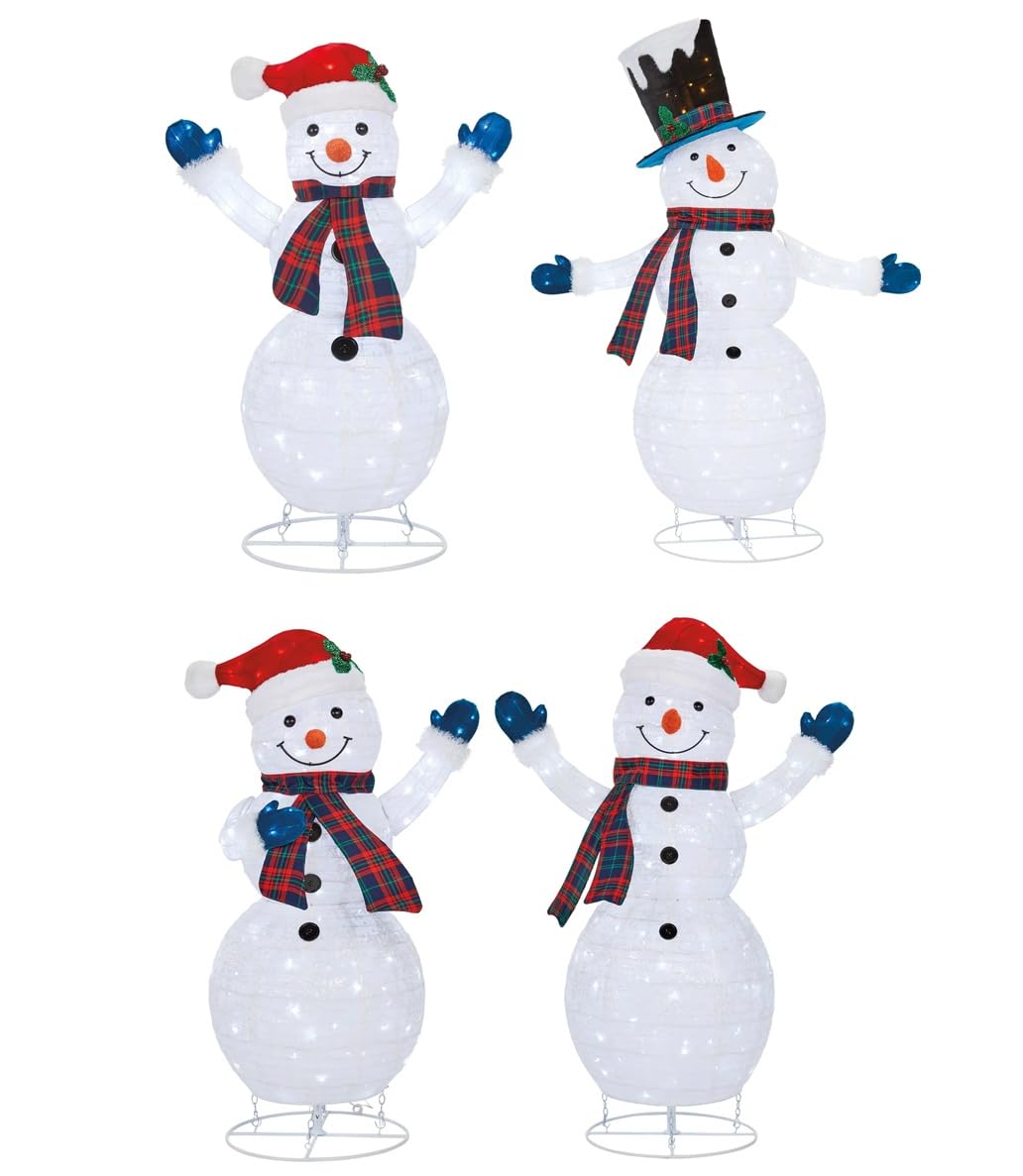 Amazon.com: Set of 4 Mesh Snowman Family with LED Lights : Patio