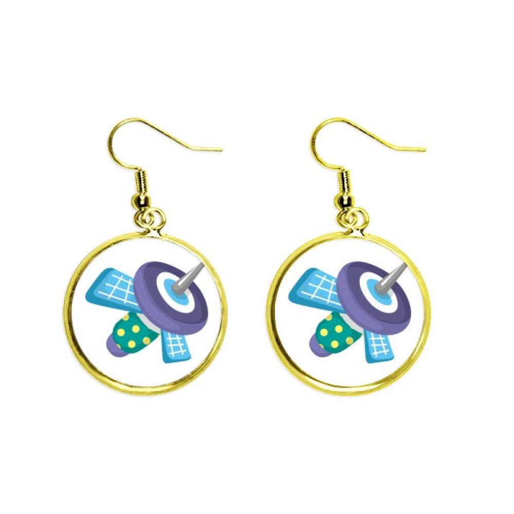 Pendientes alienígena satélite dorados mujer joyería espacial colgante 2