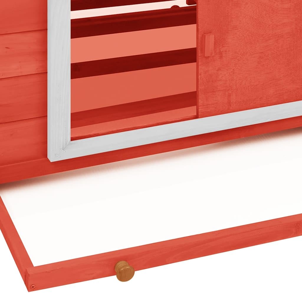 Hühnerstall Rot und Weiß 150x96x110 cm Massivholz Tanne, Kleintierkäfig Gehege Stall Hasenstall Kaninchenstall Nagerheim Freilauf Auslauf Laufstall Habitat Behausung Unterschlupf Voliere