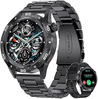 SIEMORL Smartwatch Herren mit Telefonfunktion, Fitnessuhr mit SpO2 Blutdruckmessung Herzfrequenz Schlafmonitor, IP67 Wasserdicht Herren Uhr Schrittzähler für iOS Android (Schwarz)