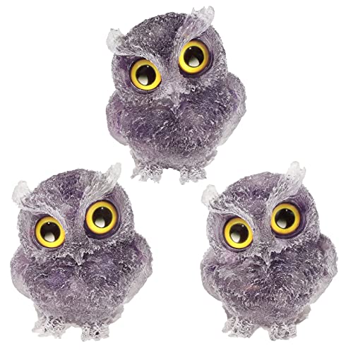 Statue de hibou en améthyste fait main, grande décoration élégante en cristal pour bureau - 5