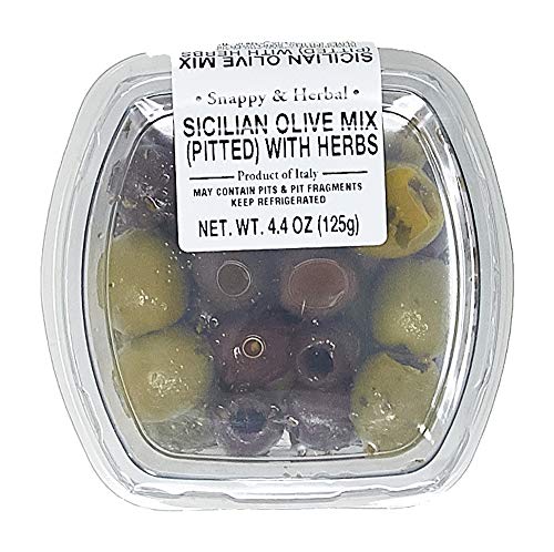 Fresh Pack Mixed Olive With Sicilian Herb, Pitted, 4.4 Oz #TOP24