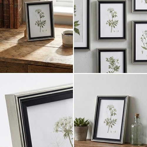 Image of Premium 5x7 Inch Photo Frame - Black & Silver Tabletop Display with Plexiglass Front | Perfect for Home Decor, Memories & Gifting